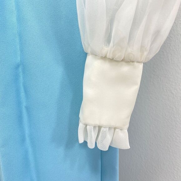 Vintage 70s Baby Blue Prom Dress Small Union Label Maxi Long Sleeves Ruffles USA - Picture 8 of 14